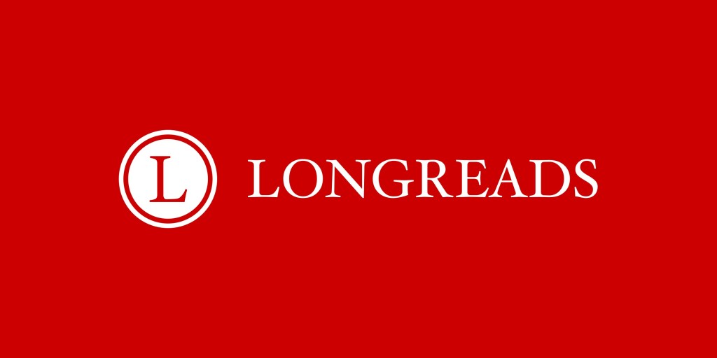 Longreads logo on red background